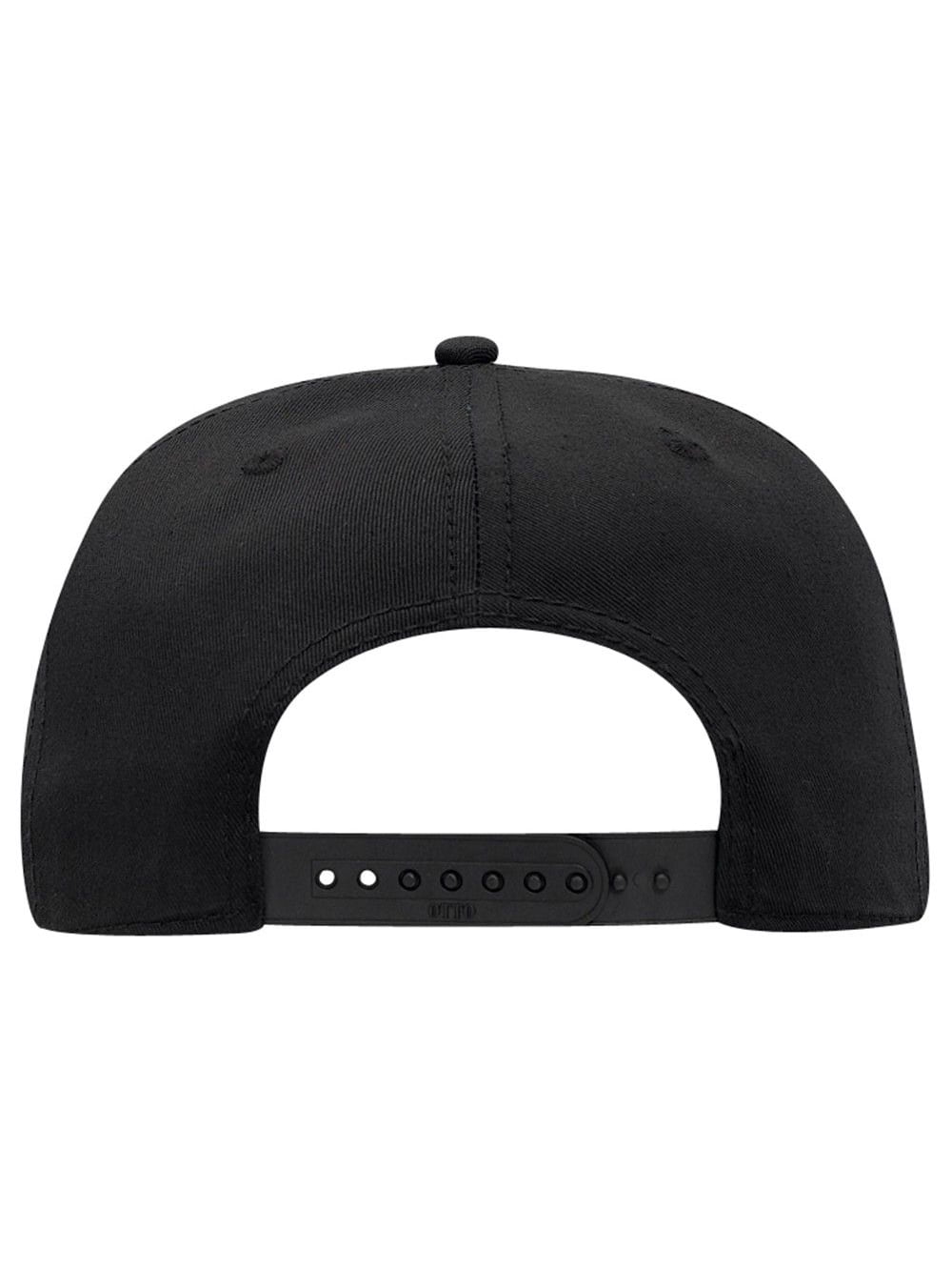 Cotton Twill Flat Bill 6 Panel Mid Profile Snapback Hat, Black 