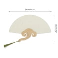 thumbnail image 2 of Unique Bargains 1 Pcs Portable Double-Sided Short Handle Round-Shaped Folding Fan for Wedding Xuan Paper Bamboo Light Gray, White [Double-Sided Short Handle Round-Shaped Paper], 2 of 5
