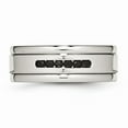 thumbnail image 4 of Stainless Steel Polished Grooved Black CZ Ring Size: 8; for Adults and Teens; for Women and Men, 4 of 7