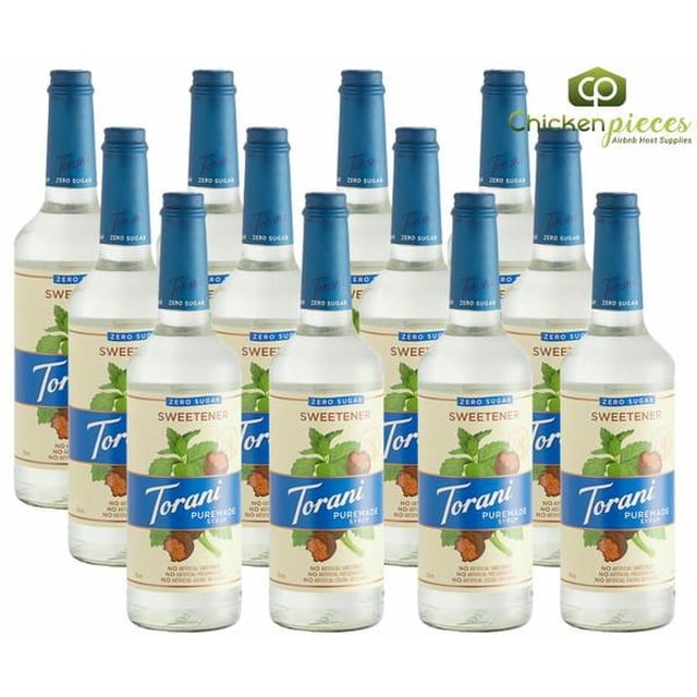 Torani Puremade Zero Sugar Sweetener, Clean-Label Natural Liquid Simple Syrup, 750 mL (25.36 oz) Premium Glass Bottle