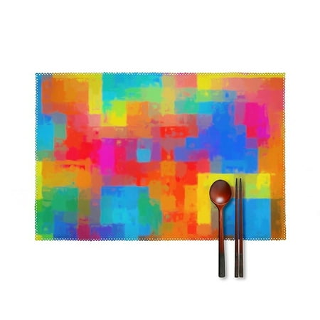 

Digital color new modern creative Dinner Placemats Set of 4 Kitchen Table Placemats 18 * 12 Inches Place Mats Dining Tables Indoor for Kitchen Table Washable Decorations