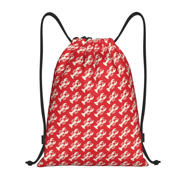 Lukts Retro Lobsters Pattern Drawstring Backpack Bag Sport Gym Sackpack,String Backpack Sport Bag Sack,Cinch Tote Gym Backpack-Medium