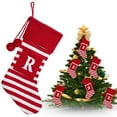 thumbnail image 2 of MOQIN 16.5 Inches Initial Christmas Stocking Monogram Striped Christmas Stocking red Green with White Embroidered Letter Christmas Decorations, Creative Fireplace and Xmas Tree Hanging Décor, 2 of 9