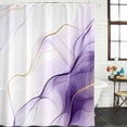 thumbnail image 3 of Marble Purple Waterproof Fabric Shower Curtain,Gold White Modern Gradient Ocean Ripple Waterproof Fabric Shower Curtain for Bathroom Curtains Bathtubs Shower Curtains with 12 Hooks Stall 54x78in, 3 of 8