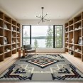 thumbnail image 2 of ODIKA Grey Boho Geometric Southwestern Interlocking Bands Stepped Gripper Low Profile Flatwoven for Great Room, Indoor Open Concept, Large Living, 2 of 7