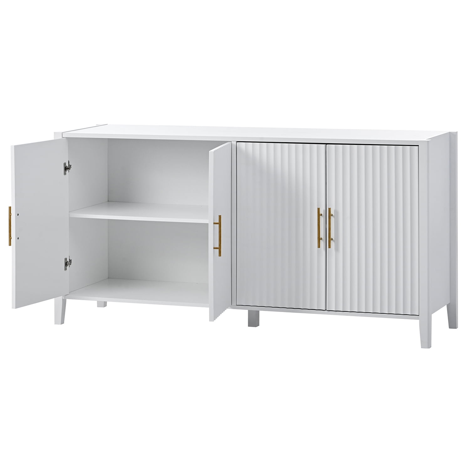 Kadyn Accent Storage Cabinet, Solid Wood Cabinet with Metal Handles, Modern Sideboard for Entryway, Living Room, White Kadyn Accent Storage Cabinet, Solid Wood Cabinet with Metal Handles, Modern Sideboard for Entryway, Living Room, White