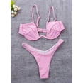thumbnail image 4 of vera natura Women´s Swimsuit Push-up Padded Bikini Sets Solid Color Low Waist Swimwear Biquini Bathing Suit Beachwear Pink XL, 4 of 7