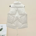 thumbnail image 6 of IROINNID Women's Puffer Vest Solid Color Sleeveless Warm Pocket Vest Coat Short Jacket Winter Turn Down Zipper Outerwear, Beige, 6 of 9