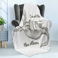 thumbnail image 4 of Sloth Soft Flannel Fleece Throw Blanket, Unusual Animal Words Im Not Like the Others Inspirational Vintage, Cozy Plush for Indoor and Outdoor Use, 50" x 60", Grey Black White, by Ambesonne, 4 of 5