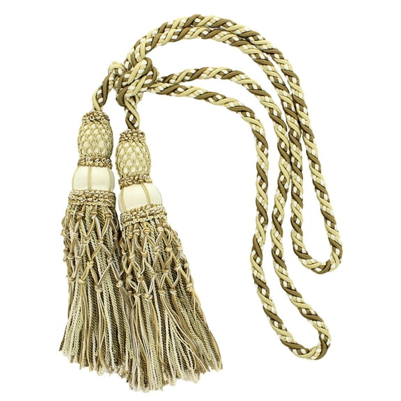 DECOPRO Exquisite Curtain & Drapery Double Tassel Tieback Elegantly Handcrafted to Perfection, Tassel Length 10" (25cm), Spread 38" (96.5cm) # TBEL102, #W149 Sold Individually