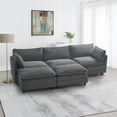 thumbnail image 3 of Betisef Modular Sectional Sofa W/ Deep Seat,Freely Combined Comfy Corduroy Couch,Arm chair W/ Pillows for Living Room,Apartment,Studio,U-Shaped 3-seat Oversized Sofa W/ Double Movable Ottomans Gray, 3 of 7