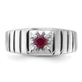 thumbnail image 4 of Auriga 925 Sterling Silver Rhodium-plated African Ruby Men's Ring Size- 9, 4 of 6