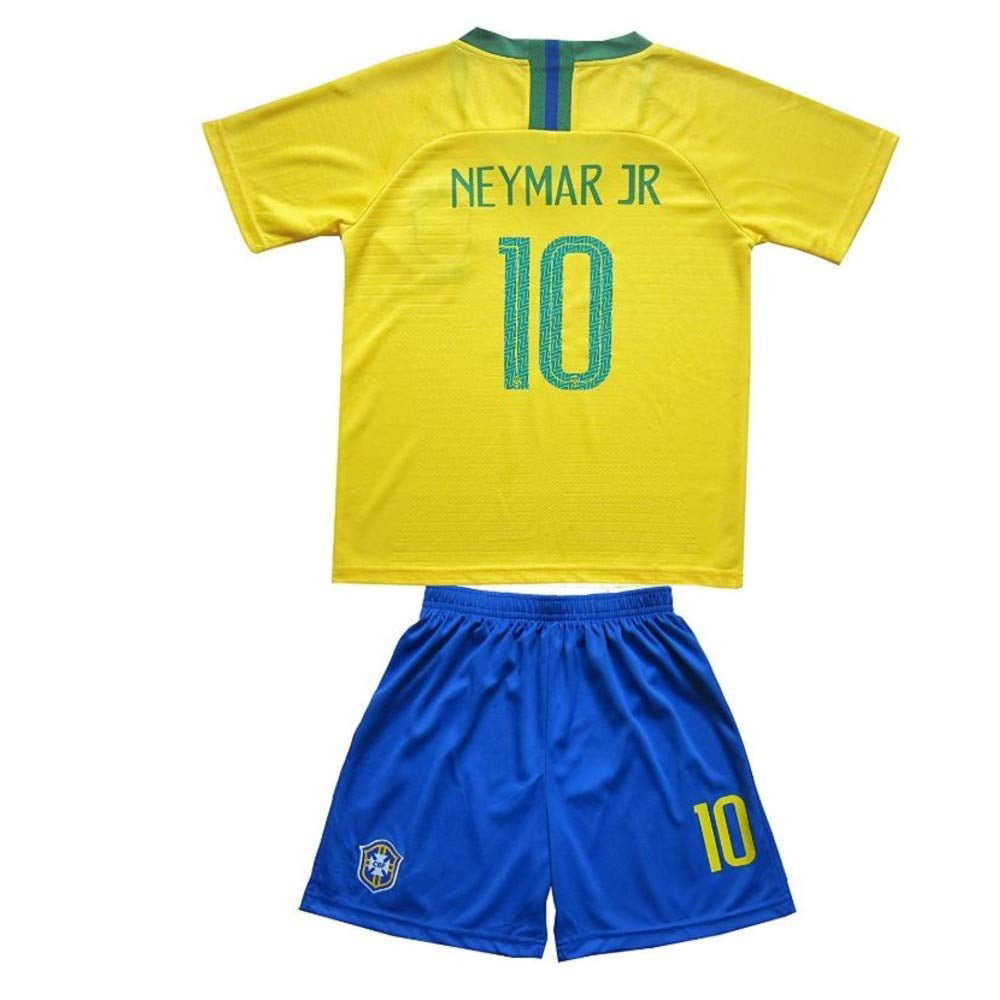 #10 Youth Kids Home Jersey Yellow Soccer Football Shirt 12 New Brasil Neymar JR 
