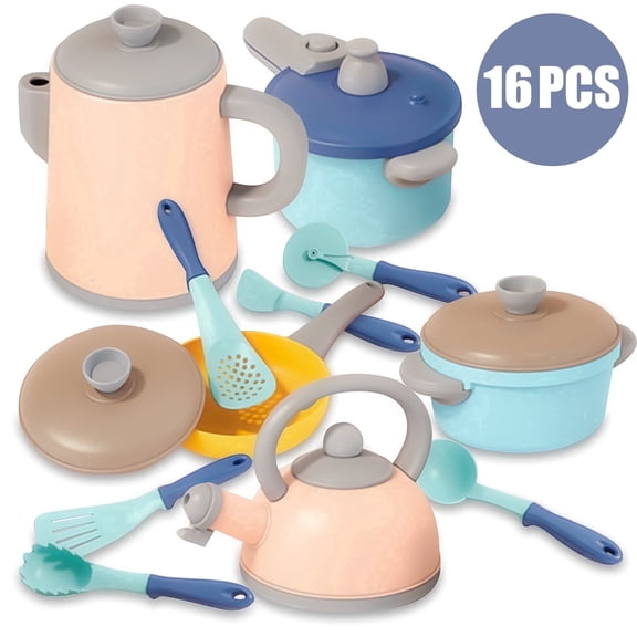 Kids Pretend Play Kitchen Accessories Toys for Toddler 2 3 4 5 Year Old Boys Girls, Cookware Pots and Pans Cooking Utensils Playset Toys for Kids 2 4 5 Years, Birthday Gifts Toys for Toddlers 1-3