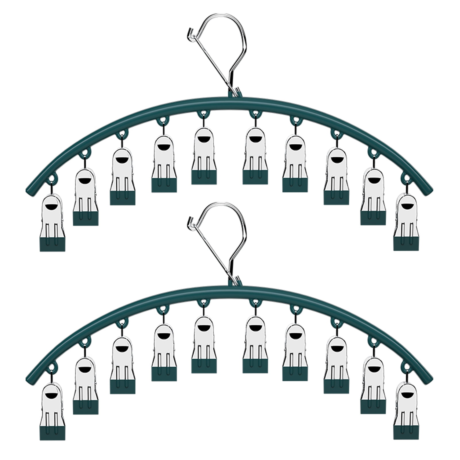 Warkul Clothes Hanger Organizer, 2Pcs Clothes Racks with 10 Clips Space