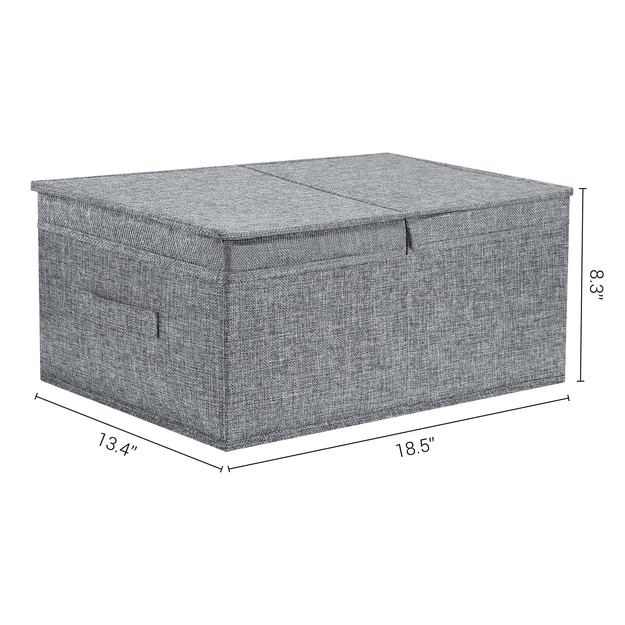Unique Bargains Fabric Storage Bin Cube with Lid and Handle Grey 18.5*13.5*8in
