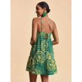 thumbnail image 2 of Green All-Over Print Spaghetti Strap Mini Sundress For Women, Boho Tropical Vacation Dress, 2 of 8