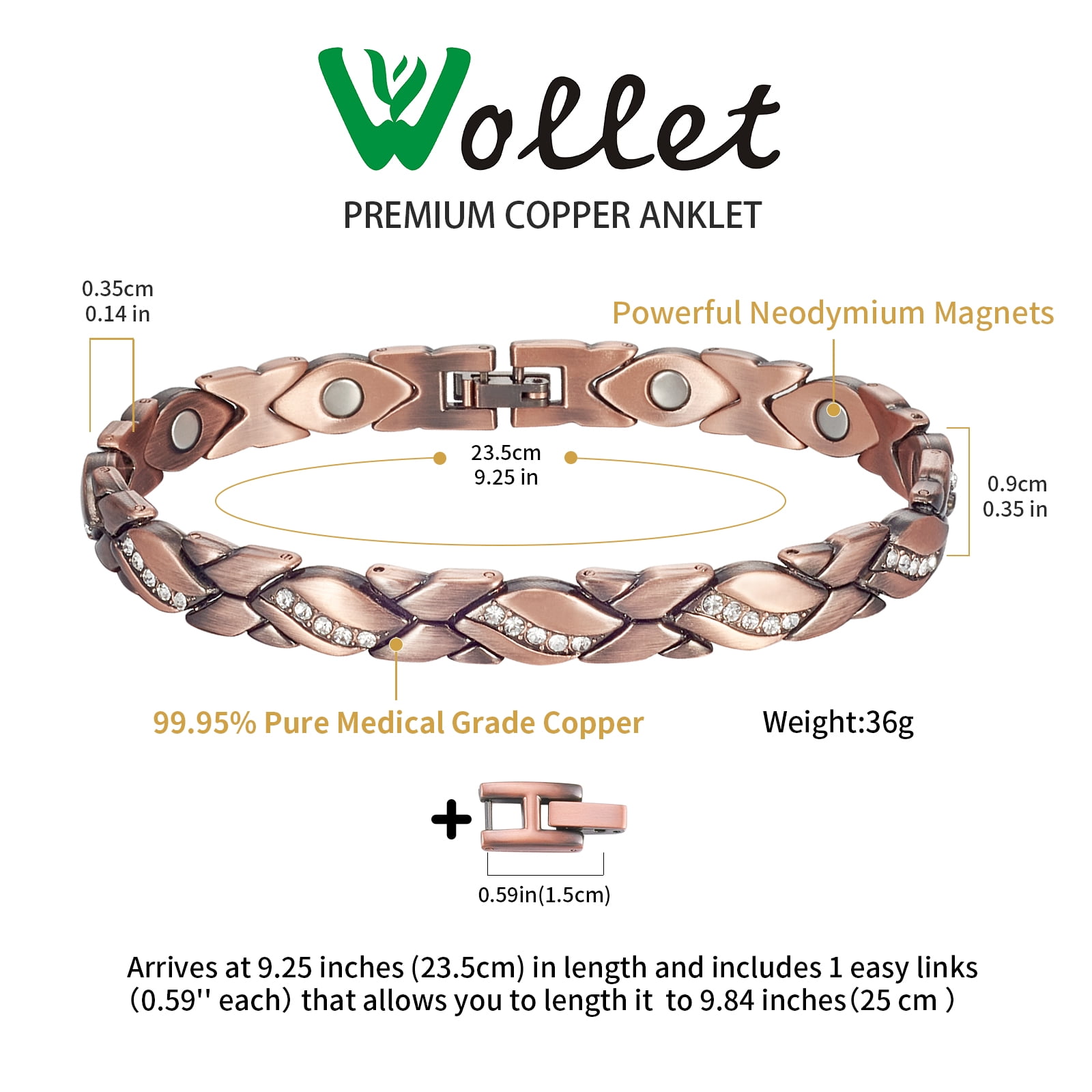 Copper Magnetic Anklet for Women, Fashion Anklets Jewelry, Gift for Mom Wife