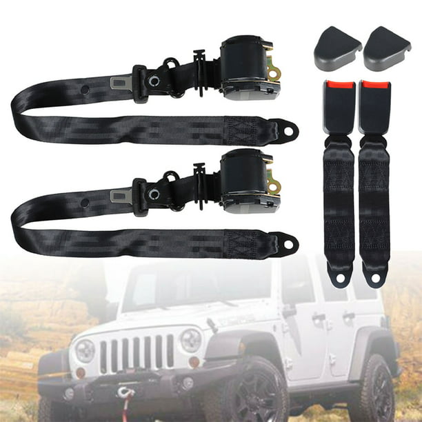 LABLT 2X Universal 3 Point Retractable Seat Belts for Jeep CJ YJ Wrangler  82-95 