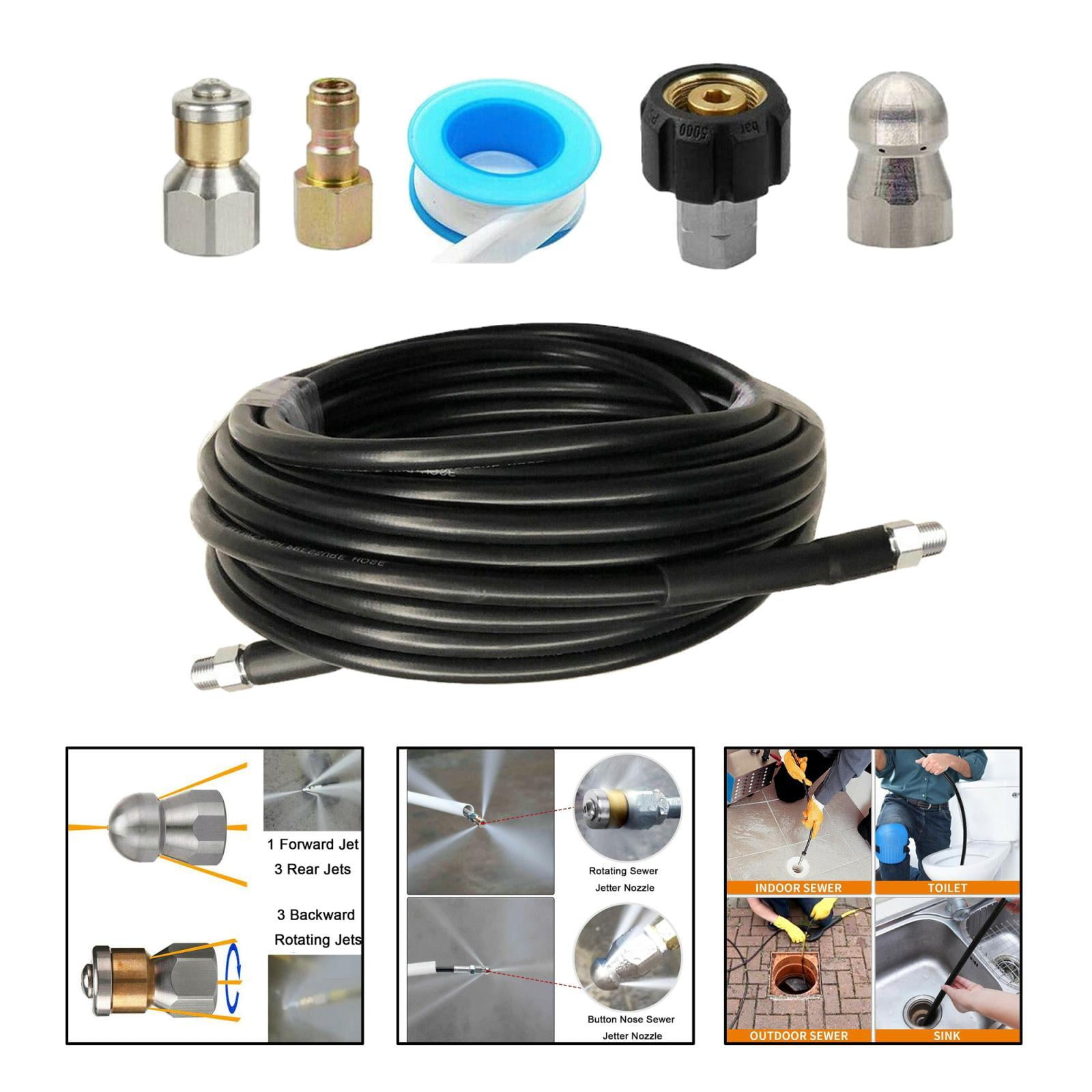 Fzaqwen Pipe Drain & Tube Cleaning Kit 30M for Pressure Washer Hose Set and Adapter with