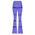thumbnail image 3 of USNSM Women's Flare Pants Trendy Striped Print High Waist Stretchy Pants Baggy Workout Straight Bell Bottom Trousers Purple S, 3 of 6