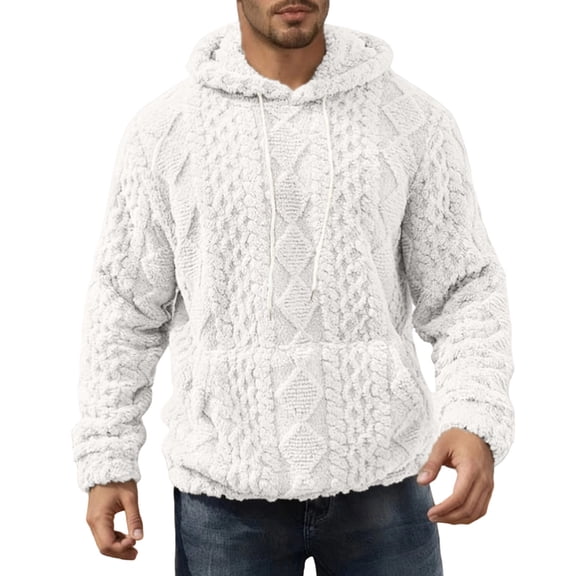 FchengtaiS Men's Sherpa Fuzzy Textured Hoodies Long Sleeve Solid Sweatshirts Fashion Fall Winter Warm Pullover Tops with Pocket