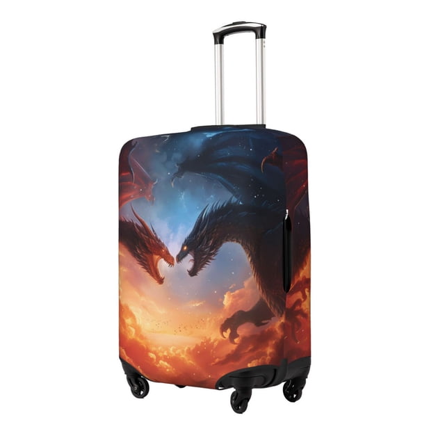 Fotbe Red And Blue Fire Cloud Dragon Funda Protectora para Equipaje, Antirrayones y Resistente a la Suciedad, Compatible con Maletas de 18 a 32 Pulgadas-Medium