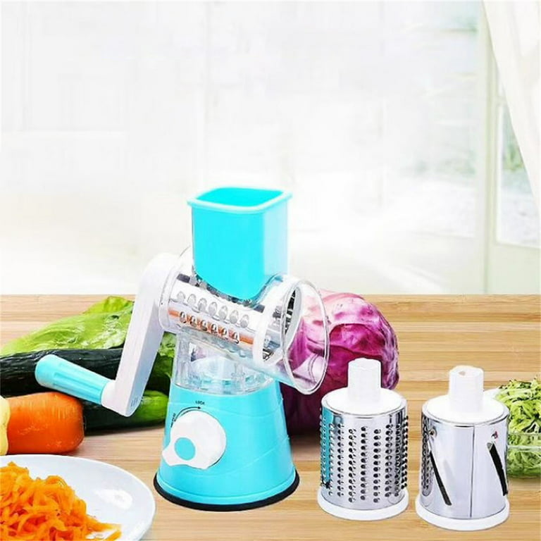 Wovilon Rotary Cheese Grater Cheese Shredder - Cambom Kitchen Manual Cheese Grater with Handle Vegetable Slicer Nuts Grinder 3 Replaceable Drum Blades