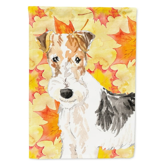 Carolines Treasures CK1818CHF Fall Leaves Fox Terrier Flag Canvas House Size  Large multicolor