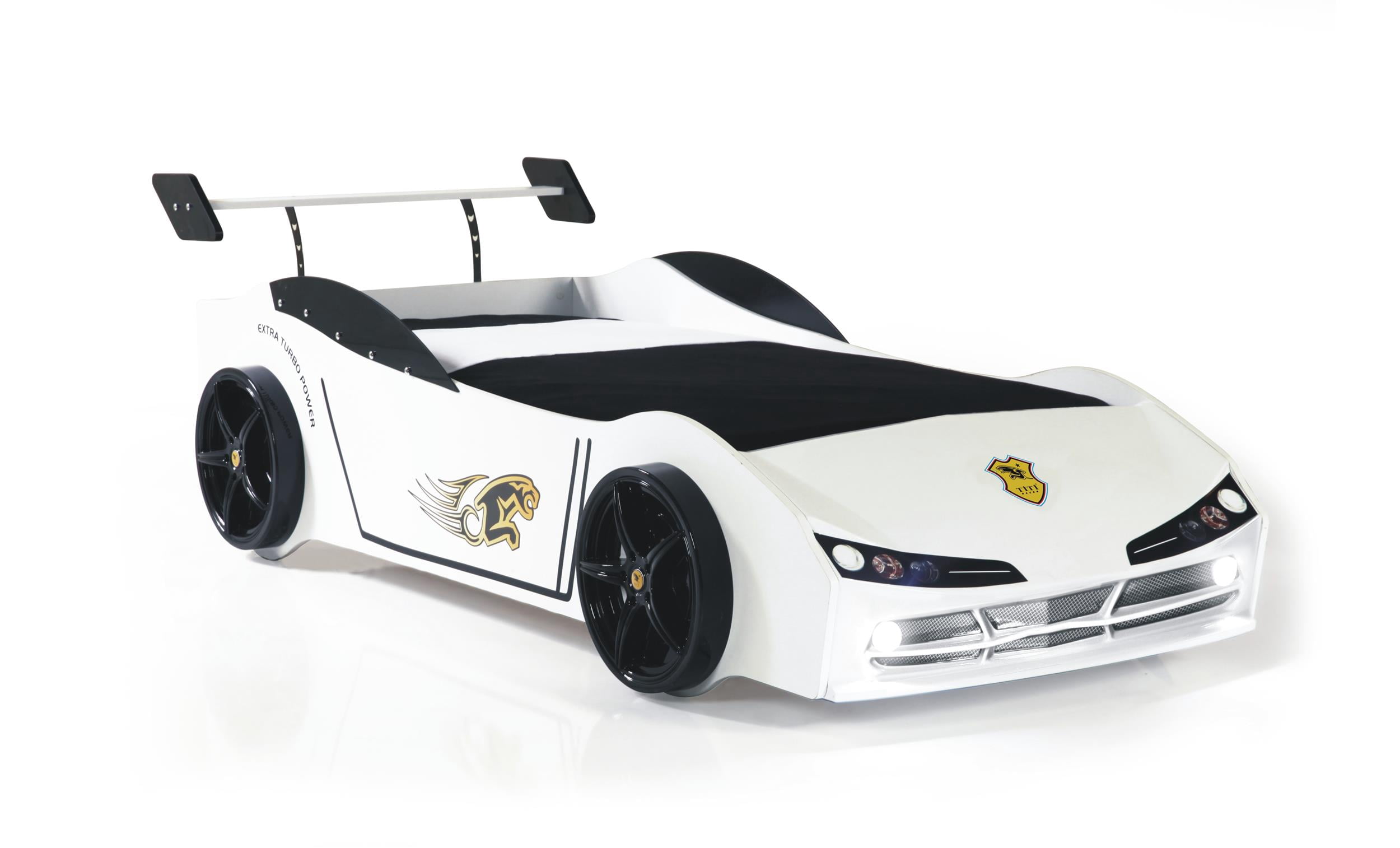 Woody White Twin Car Bed