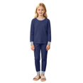 thumbnail image 6 of TIREOW Kids Underwear 2 Piece Set Contrast Trim Long Sleeve Crewneck Top and Long Pants Boys and Girls Sleepwear Loungewear Set, 6 of 7