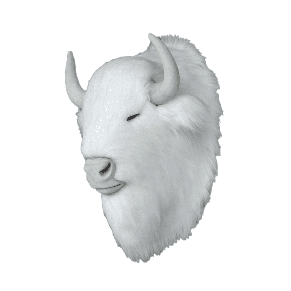 White Buffalo Head Life Size Statue