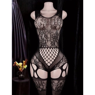 Leg Avenue Sexy Plus Size Floral Lace Teddy and Stocking Lingerie Set
