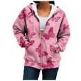thumbnail image 4 of felwors Zip Up Hoodie Women Butterfly Graphic Hoodies Long Sleeve Oversized Y2K Sweatshirts Cute jackets Plus Size for Girls Pink, S, 4 of 7