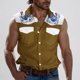thumbnail image 2 of Camisas de Cuello para los Hombres de Moda Casual Imprimir Turndown Cuello sin Mangas Bolsillos Deportivos Tanque, Ligero Top de Verano, 2 of 5