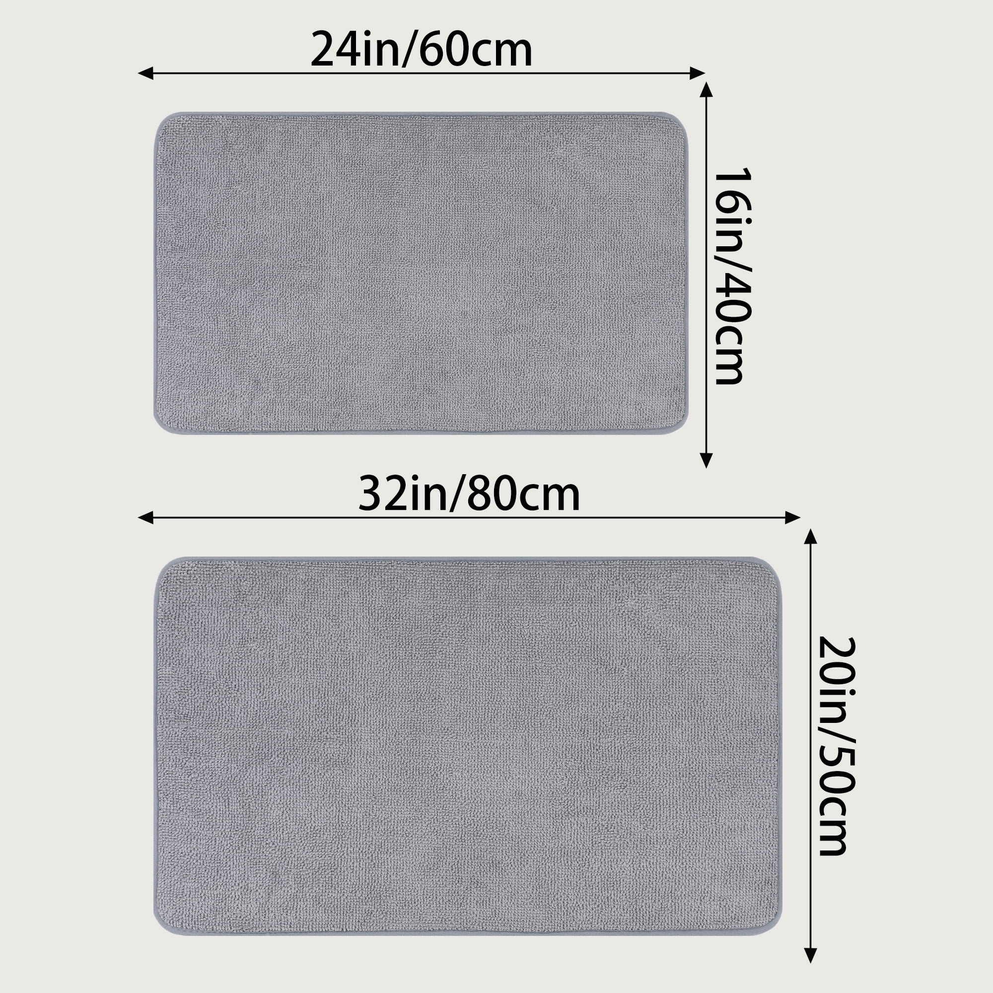 Unique Bargains Bathroom Rug Soft Non Slip Memory Foam Mat Grey 16" x 24"