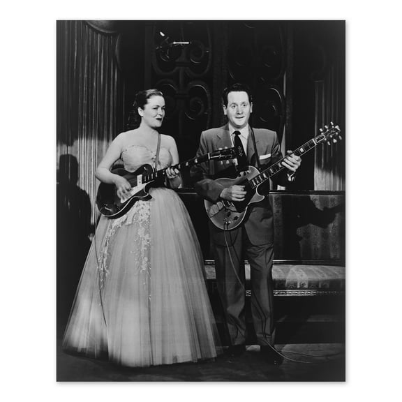 1957 Les Paul & Mary Ford Photo Print - 8x10 Inch Vintage Portrait Photo Les Paul and Mary Ford Playing Guitar Poster