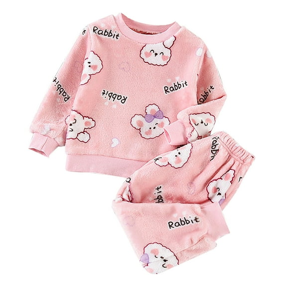 Jamsmile Toddler Girls Outfits Sets Flannel Long Sleeve Tops And Pants Winter Warm Fuzzy Homewear With Fleece Sweatpants