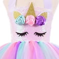 thumbnail image 3 of Vestido de princesa con velo abullonado y lentejuelas de arcoíris para niña de Halloween para niña de un año, 3 of 5