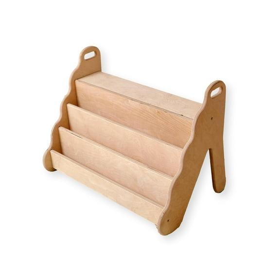 Montessori Freestanding Bookshelf | Easy Access Wooden Storage Rack for Kids | Wooden Shelves for Kid's Room (Seatable Medium)