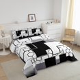 thumbnail image 3 of Erosebridal Geometric Honeycomb Bedding Set,Abstract Beehive Buffalo Check Comforter Setfor Teen Men Black White Silver Grey Stripe Down Comforter Geometry Grid Bed Set, 3 of 6