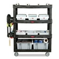 thumbnail image 4 of Rubbermaid Commercial 2128657 BRUTE 24.35 in. x 54.1 in. x 62.4 in. 4 Shelves 700 lb Capacity Plastic Heavy Duty Ergo Utility Cart - Black, 4 of 6