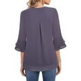 thumbnail image 3 of VEKDONE Womens Tops Dressy Casual 3/4 Tiered Bell Sleeve Blouses Double Layered Chiffon Work Tunic Shirts Lightweight Breathable V-Neck Shirt, 3 of 5