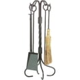 thumbnail image 1 of Ensemble d'Outils de Cheminée en Fer Forgé - Balai à Maïs & Support Torsadé, Fer Naturel - 5 Pcs, 1 of 1