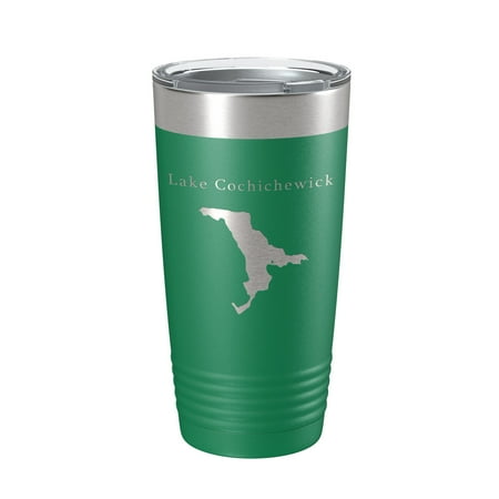 

Lake Cochichewick Map Tumbler Travel Mug Insulated Laser Engraved Coffee Cup Massachusetts 20 oz Green