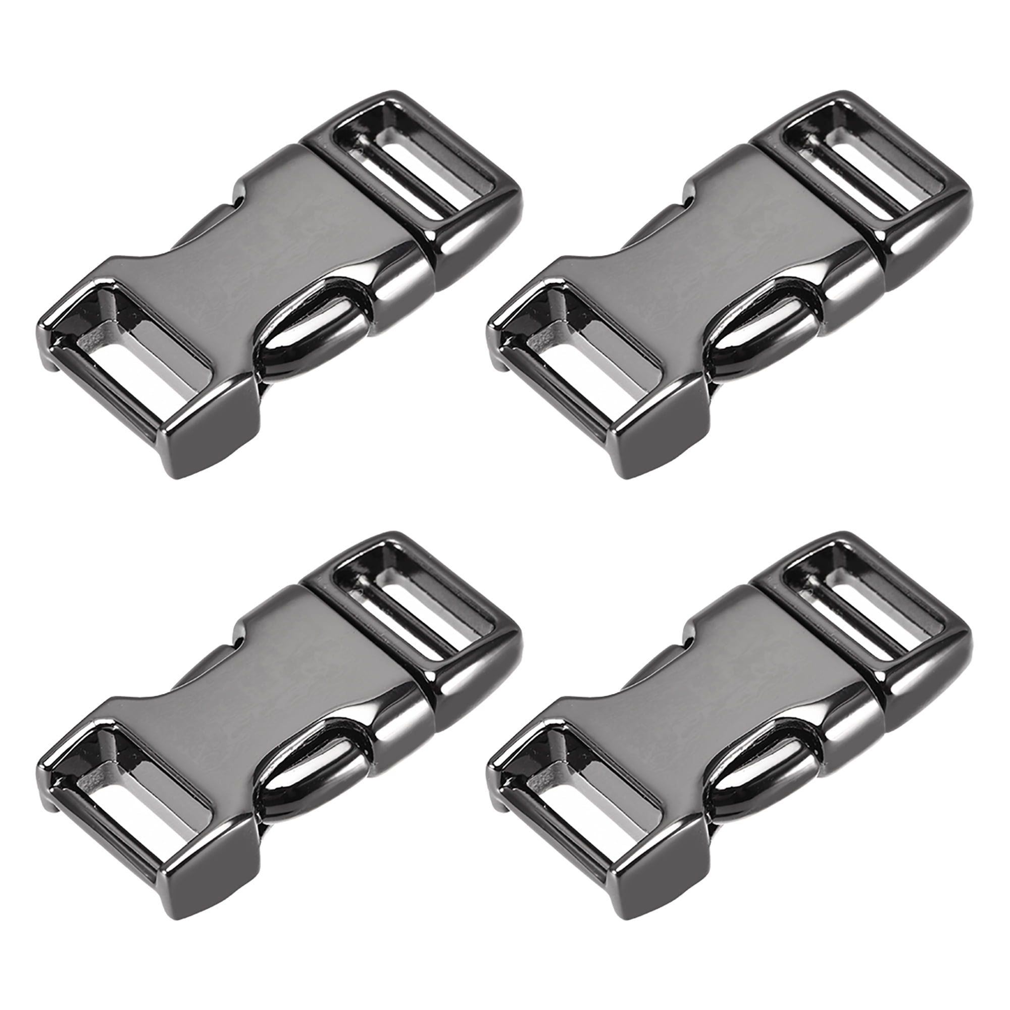 Side Release Buckle, 2/5inch Zinc Alloy Adjustable Buckle Black 4Pcs