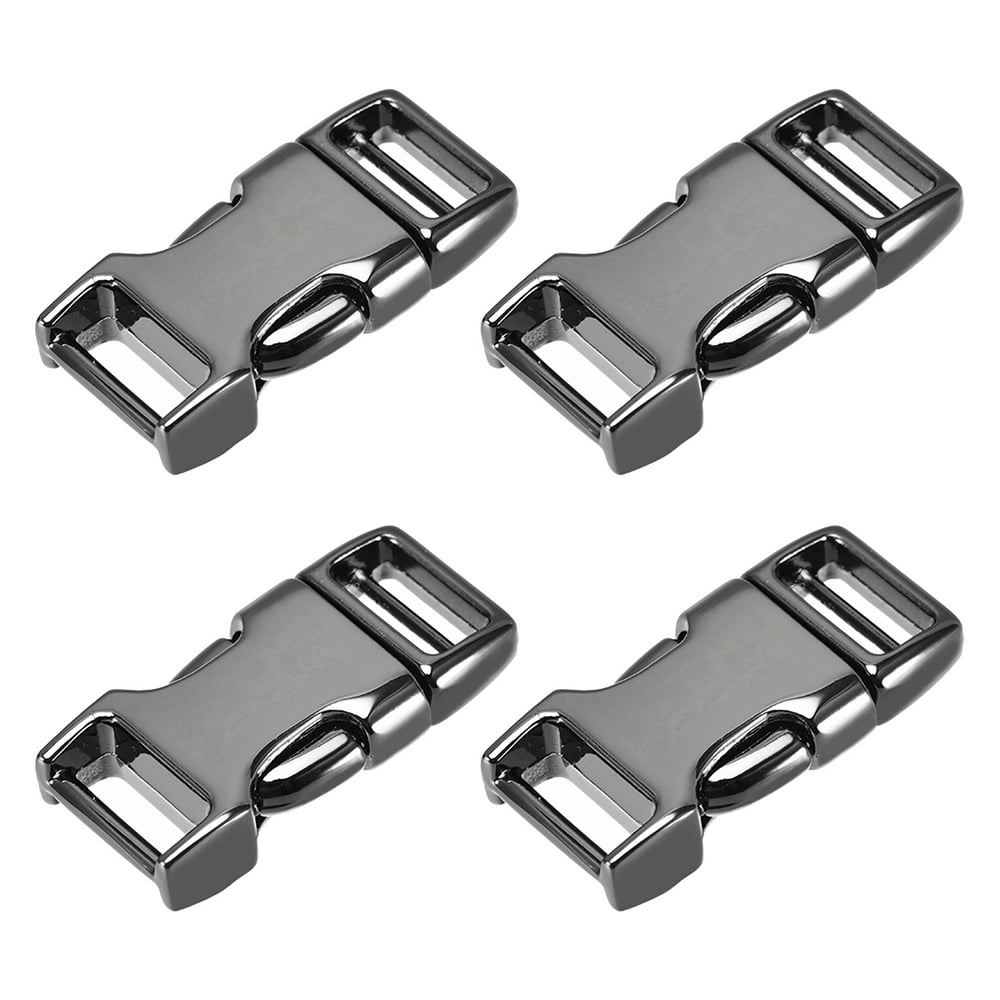 Side Release Buckle, 2/5inch Zinc Alloy Adjustable Buckle Black 4Pcs