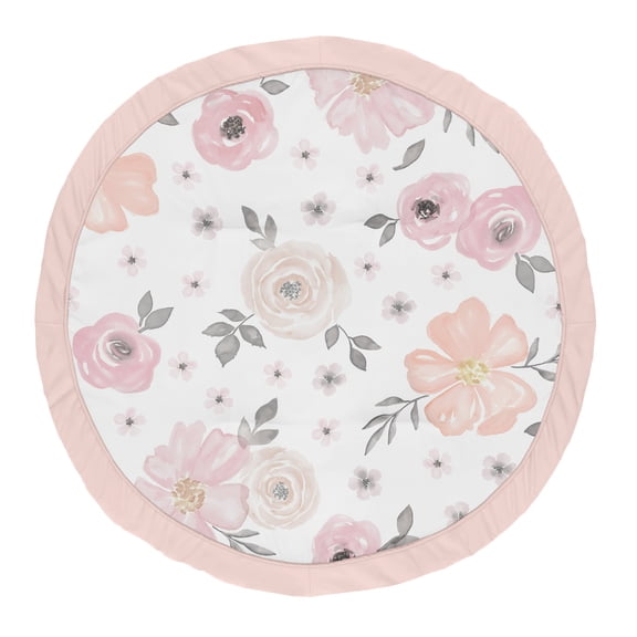Sweet Jojo Designs Watercolor Floral Pink Grey and White Baby Play Mat
