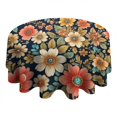 thumbnail image 4 of Pioneer Flower Floral Print Pattern Round Tablecloth 60"x60",Wrinkle Wipeable Table Cloth for Kitchen Dining Room Picnic Patio Party, 4 of 6