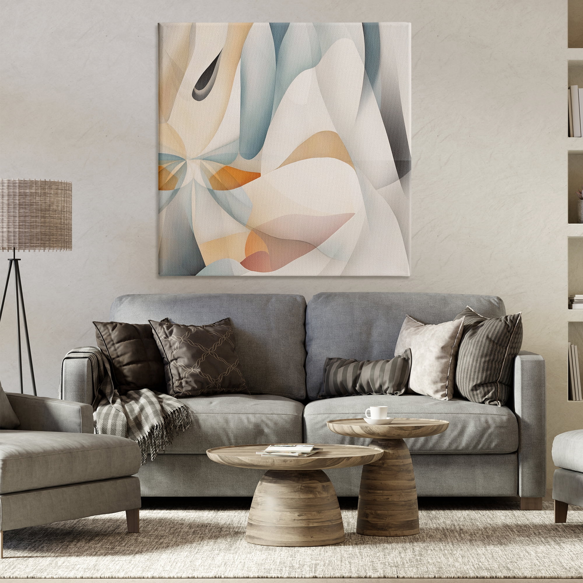 Stupell Industries Flowing Curved Shapes Abstract Painting Wrapped Canvas Art Print Wall Art, 36 x 36